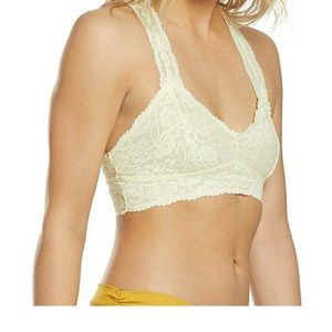 Free People Women's Galloon Lace Racerback Bra - Lemon Water - Size M